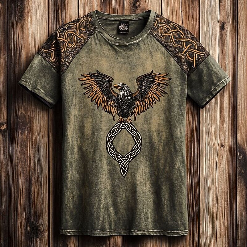 Men's Tee Short Sleeve Shirt Tee Top Short Sleeve Crew Neck Summer Fall Graphic Fashion Designer Retro Vintage Print Vacation Street Going out Black Army Green Top Tee for Men