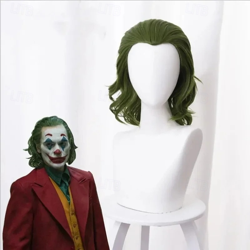 Clown Wig Green Wigs For Cosplay  Wig Mens Boys Short Wavy Hair Wig For Party Halloween Wigs St.Patrick's Day Wigs