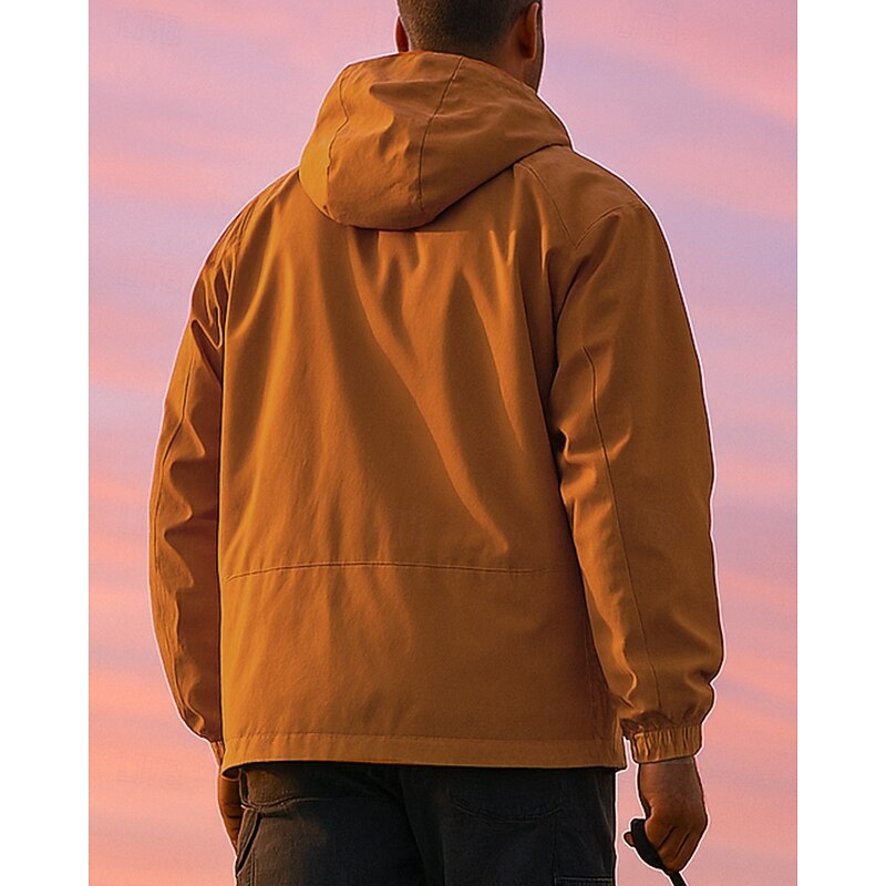 Men's Windbreaker Hiking Jacket waterproof jacket Outdoor Waterproof Windproof Hiking Outfits Hiking Clothes Spring Autumn / Fall Jacket Hunting Climbing Running Solid Color Black Purple Brown2