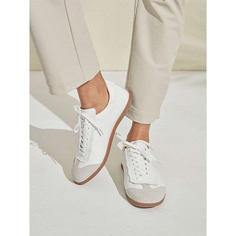 Women Lace Up Faux-Leather White Golf Shoes4