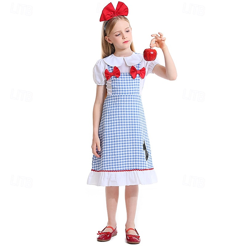 The Wizard of Oz Fairy Tale Dorothy Dress Costume Storybook Characters Movie Cosplay for Girls' Kid's Halloween Carnival World Book Day Performance Educational Dress Up School Event Dress Up4