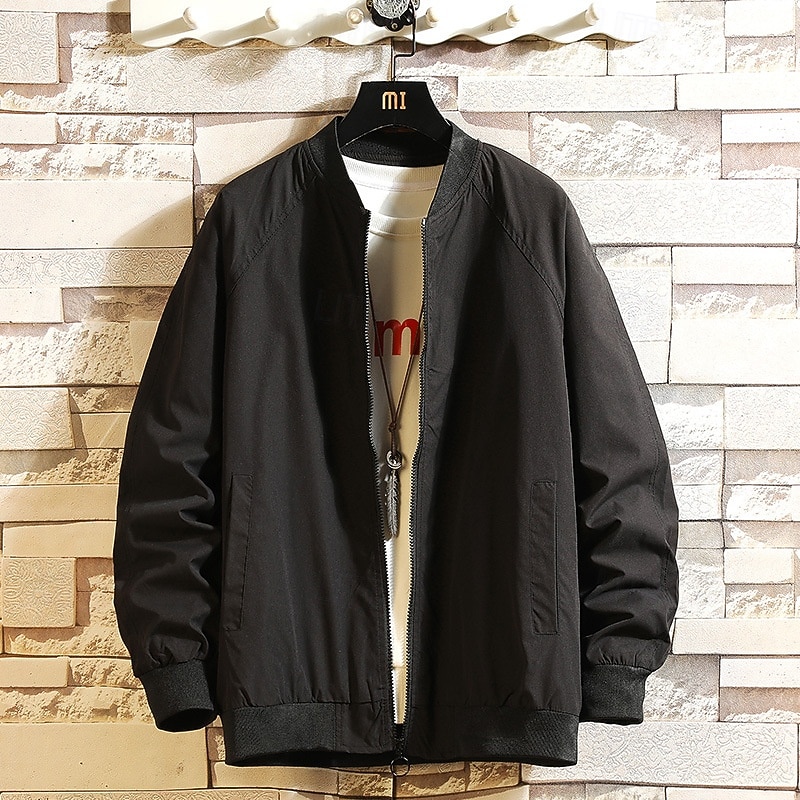 Men's Lightweight Jacket Casual Jacket Vacation Daily Breathable Pocket Spring Fall Color Block Fashion Classic Stand Collar Regular Apricot Black Yellow Green Army Green Jacket3