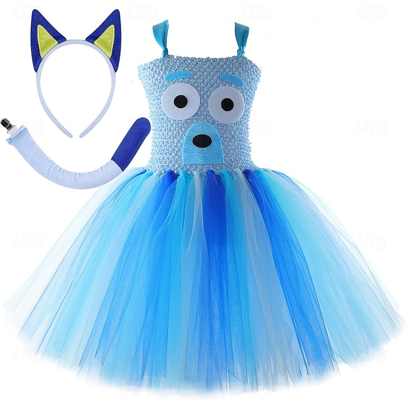 Blue Dog Bingo Dress Outfits Tutu Adventure Movie Movie Cosplay for Girls' Kid's Halloween Carnival World Book Day Performance Educational Dress Up School Event Dress Up