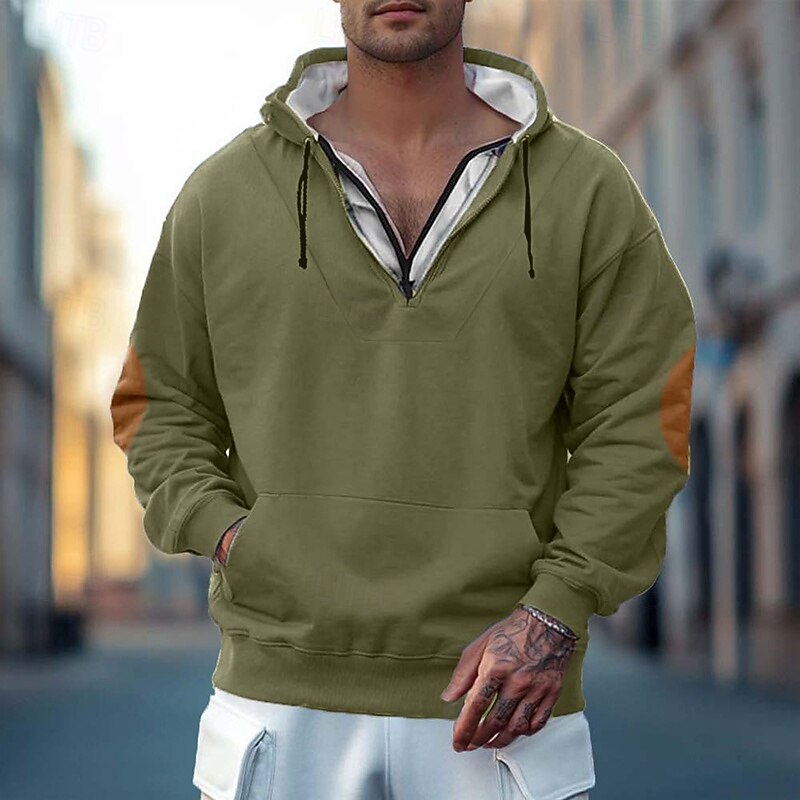 Men's Hoodie Zip Sweatshirt Black Army Green Navy Blue Gray Hooded Plain Zip Up Front Pocket Quarter Zip Tactical Sports & Outdoor Casual Streetwear Cool Sportswear Spring &  Fall Clothing Apparel4
