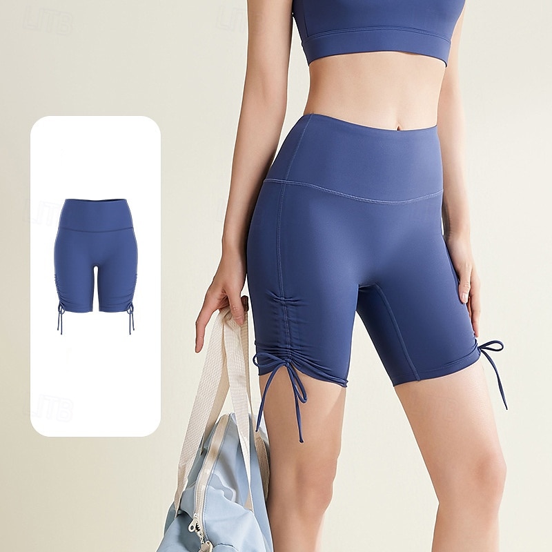 Women's Workout Shorts Drawstring Tummy Control High Waist Gym Pilates Zumba Bottoms Solid Color Black Blue Green Sports Activewear Tight Fit2