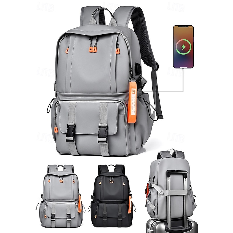 Men's Water-Repellent Scratch-Resistant Laptop Backpack with USB Charging Port – Casual Travel & Business Bag for College and Work