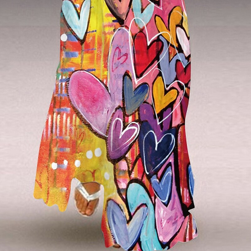 Women's Long Dress Maxi Dress Casual Dress Summer Dress Fashion Classic Modern Outdoor Vacation Holiday Regular Fit Heart Sleeveless V Neck Orange Summer3