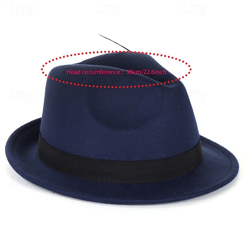 Men's Fedora Hat Oktoberfest Hat Black Wine Polyester Feather Fashion Casual Street Daily Color Block Sunscreen Breathable4