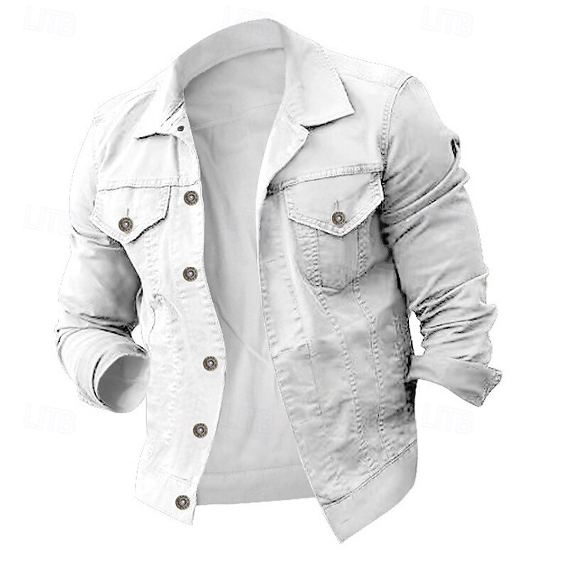 Men's Lightweight Jacket Shirt Jacket Casual Jacket Shacket Vacation Daily Breathable Pocket Spring Fall Plain Fashion Classic Lapel Regular Black White Red Navy Blue Blue Jacket