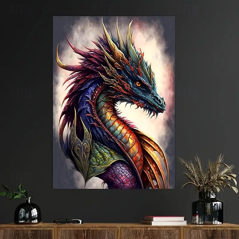 Colorful Dragon Canvas Art Poster Frameless Modern Living Room And Bedroom Wall Decoration2