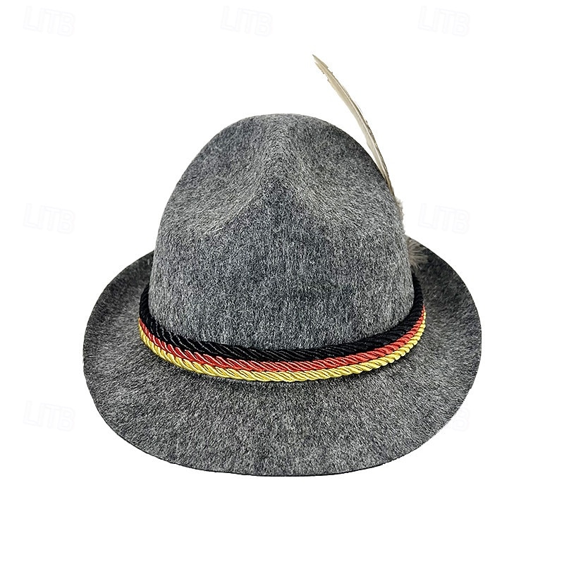 Men's Fedora Hat Oktoberfest Hat Brown Green Modal Feather Fashion Casual Street Daily Color Block Sunscreen Breathable4