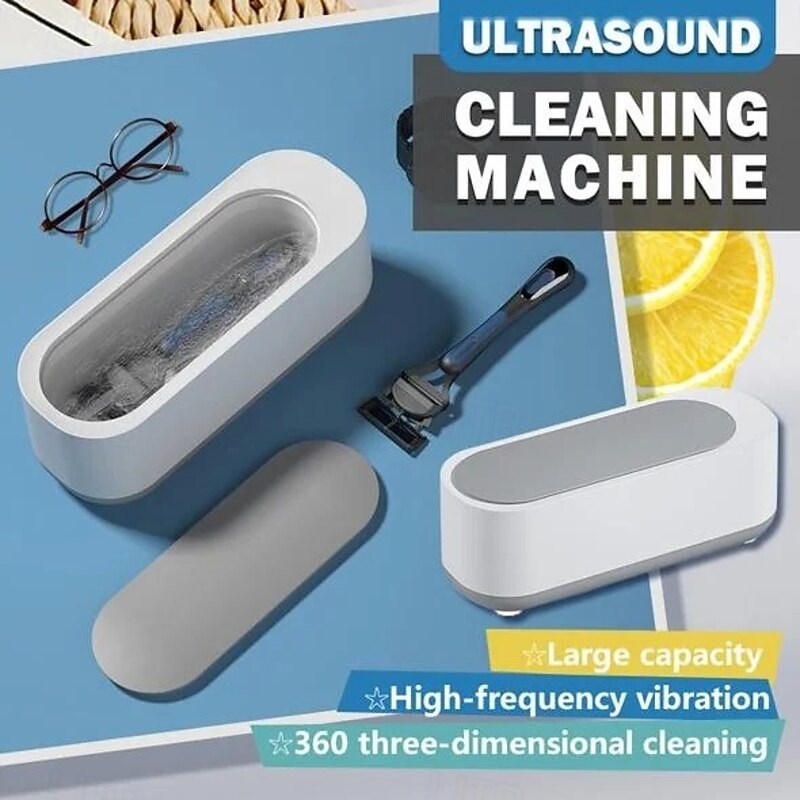 Ultrasound Cleaning Machine Portable Multifunctional Cleaner for Glasses Jewelry Retainers Razor Household Automatic Ultrasonic Washer Compact Deep Cleaning Device for Home Use