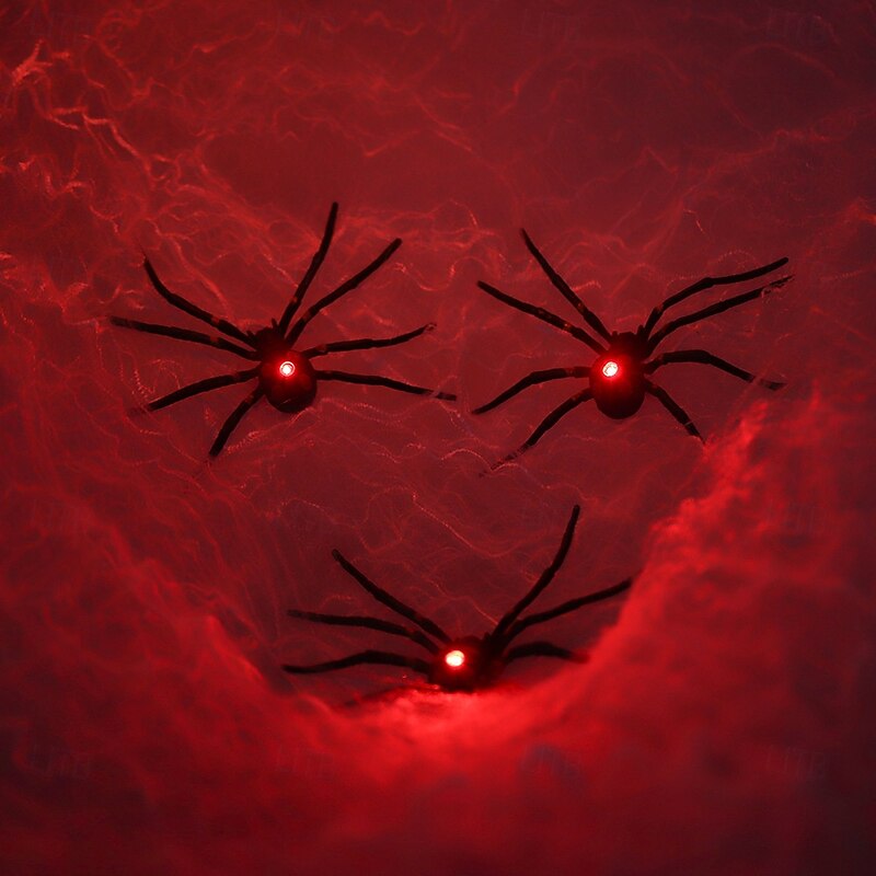 2 Pcs glowing spider 2 Pcs glowing eyeball set Halloween indoor party atmosphere decoration light ornament light horror and eerie atmosphere light3