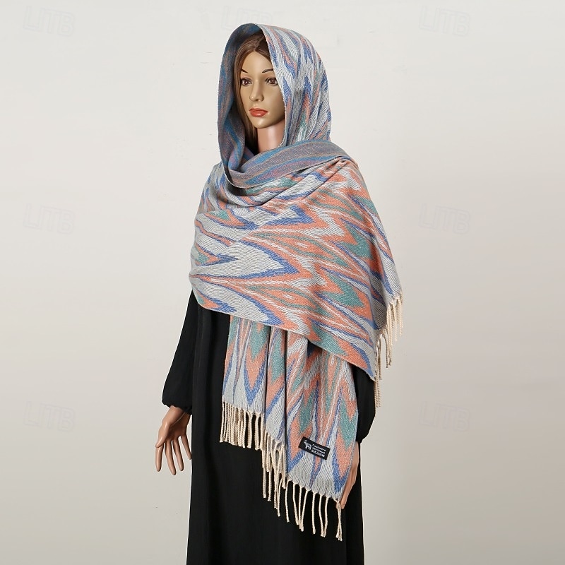 Women's Women's Shawls & Wraps Street Daily Date Blue Orange Scarf Print2