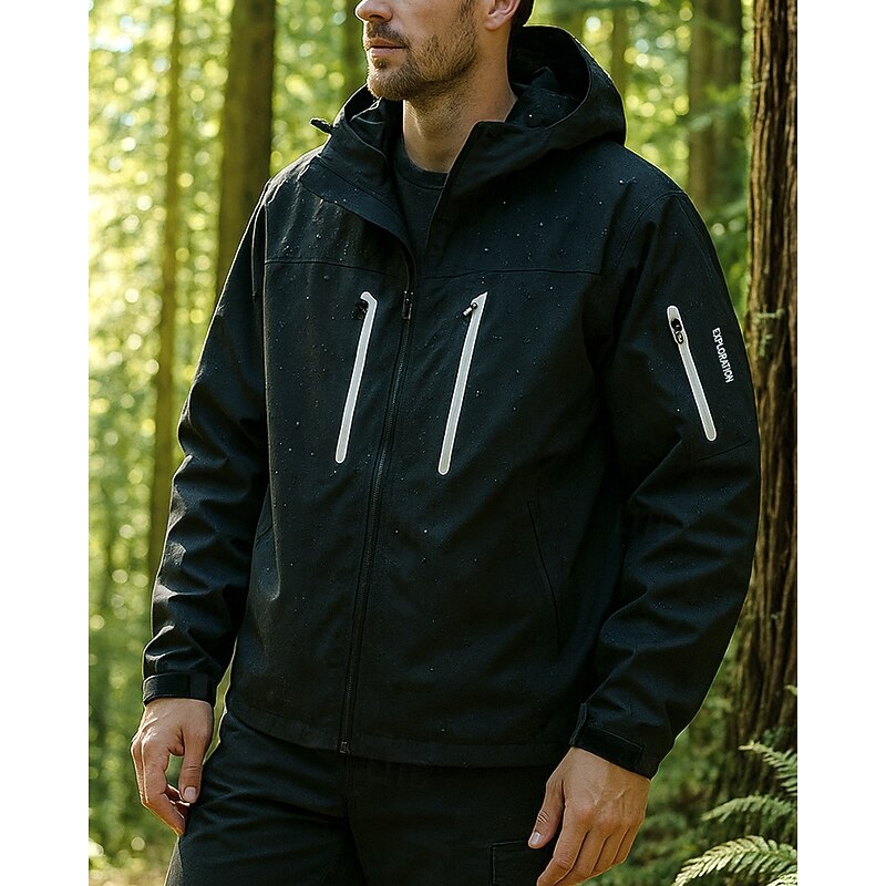 Men's Windbreaker Hiking Jacket rain coat Outdoor Waterproof Windproof Lightweight Hiking Outfits Hiking Clothes Spring Autumn / Fall Top Camping / Hiking / Caving Running Black White Dark Purple3