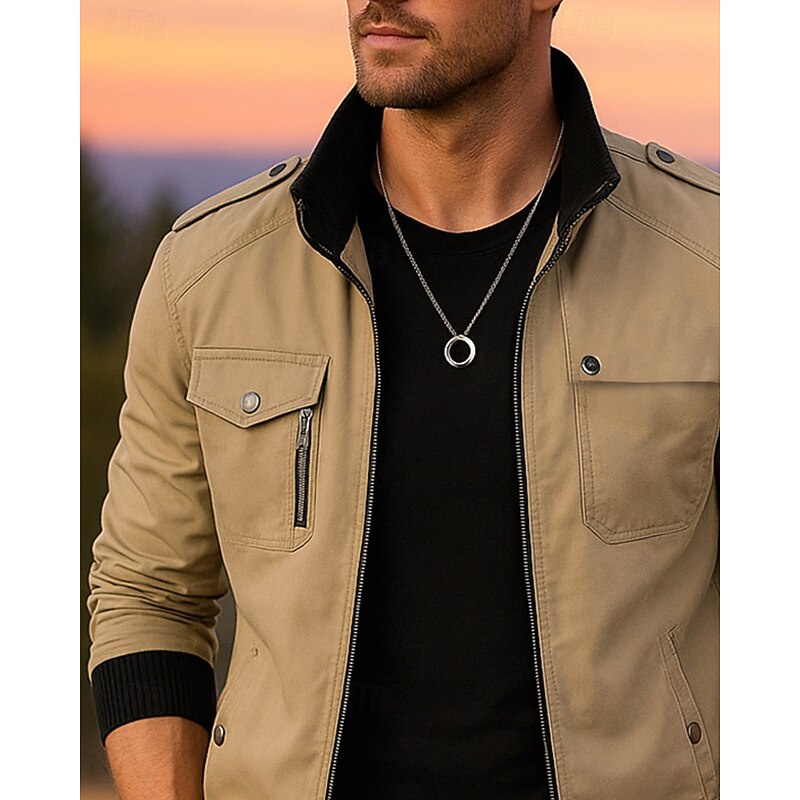 Men's Hiking Jacket Outdoor Windproof Breathable Hiking Outfits Hiking Clothes Spring Autumn / Fall Jacket Cotton Hunting Climbing Camping / Hiking / Caving Solid Color Black Army Green Red3