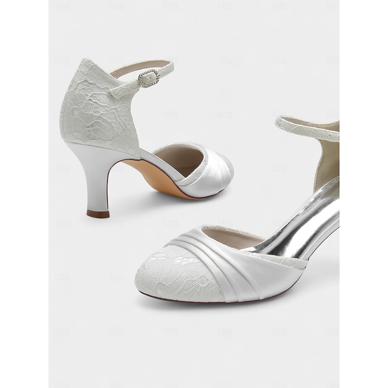 Women's French Vintage Gatsby Lace Heels-Elegant Pointed Toe Ankle Strap Pumps with Mid Heel for Retro Palace Party and Evening Gatherings3