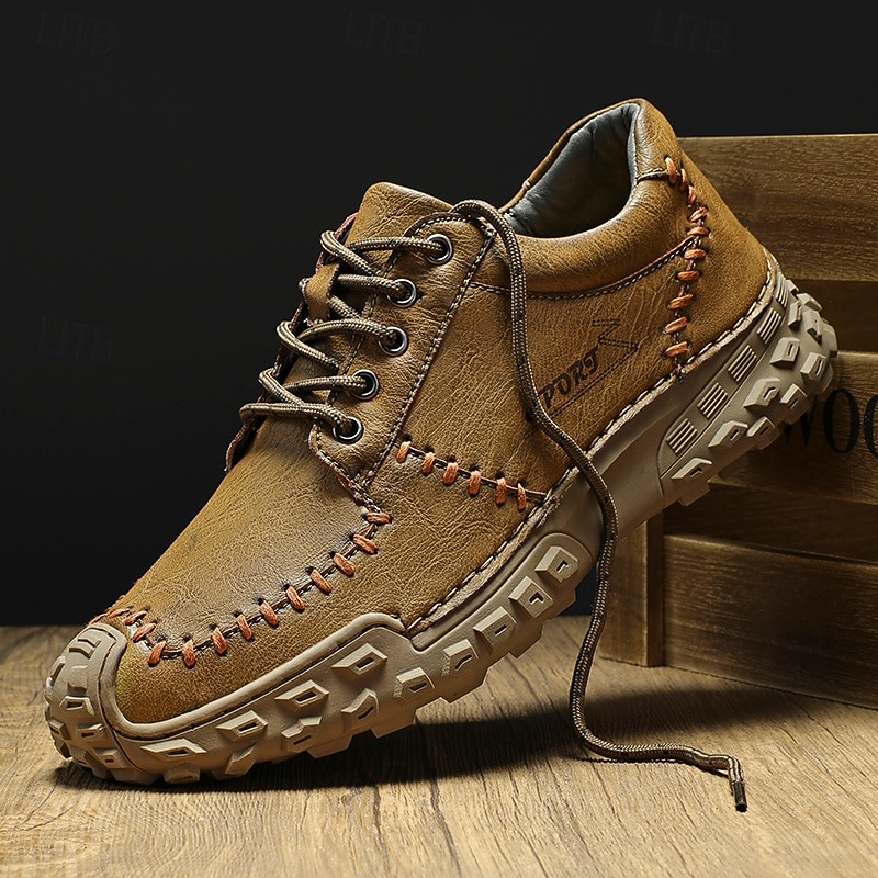 Men's Rugged Outdoor Hiking Shoes – Durable Anti-Slip Sole with Hand-Stitched Details for Trekking, Camping & Casual Wear