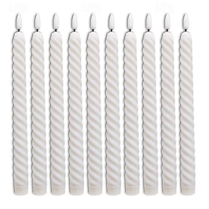 6 Pcs 25.5CM Halloween Christmas Rotating Thread LED Long Rod Simulation Electronic Candle Light Indoor and Outdoor Restaurant Party Wedding Atmosphere Decorative Light AAA Battery Remote Control4