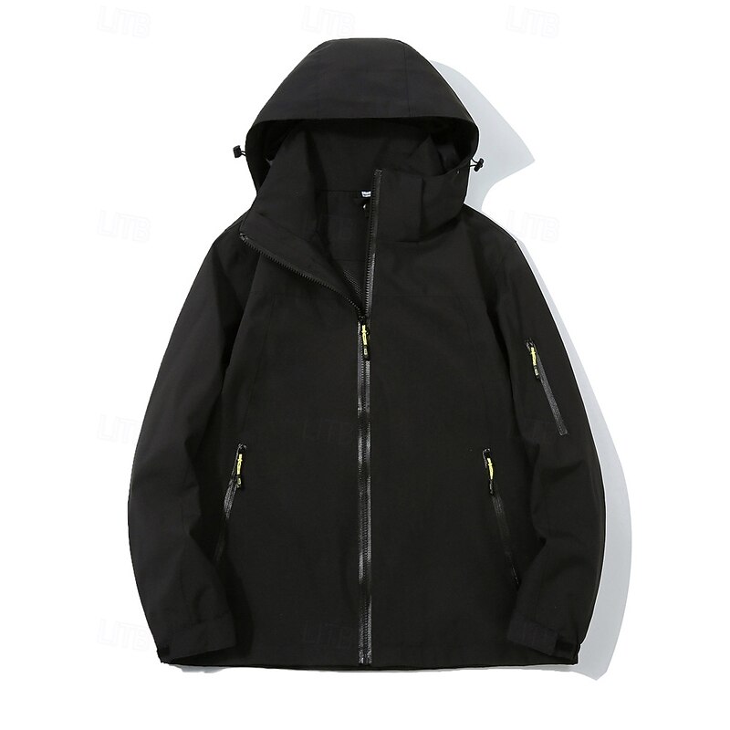 Women's Hoodie Jacket Waterproof Warm Zipper Pocket Fashion Solid Color Outdoor Street Going out Zipper Regular Hooded Regular Fit Long Sleeve Outerwear Black White Pink Fall Winter2