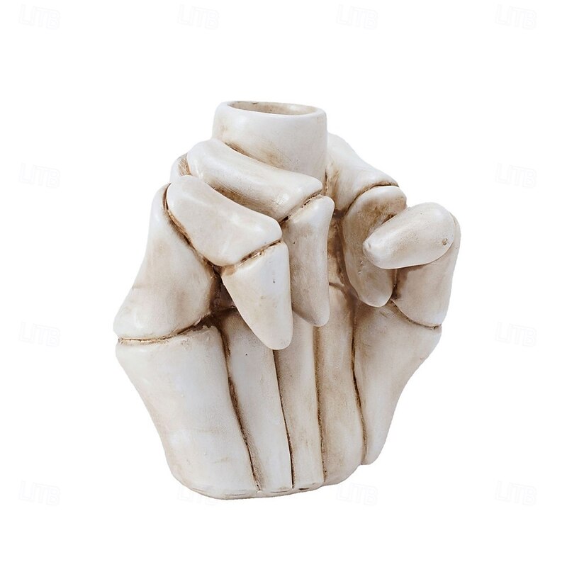 Halloween Statue Funny Hand Gesture Candle Holder Middle Finger Design Creative Resin Candle Stand for Dinner Table Spooky Halloween Decor Party Prop Gothic Tabletop Ornament4