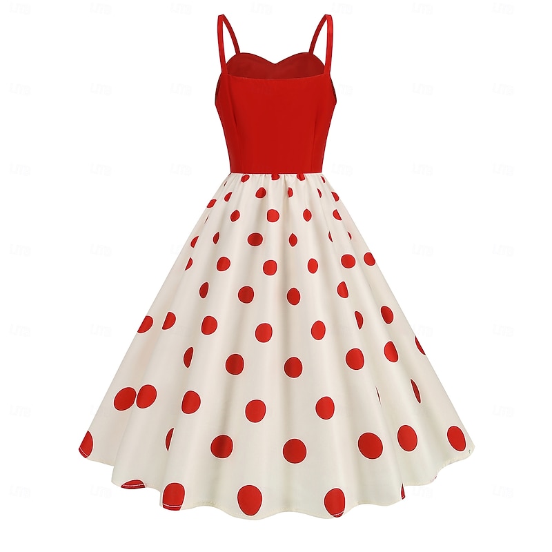 Retro Vintage 1950s Rockabilly Midi Swing Dress Flare Dress Fit and Flare Polka Dot Fancy Dress Women's Halloween Carnival Vacation Casual Daily Retro Theme Party Adults Dress Spring & Summer3