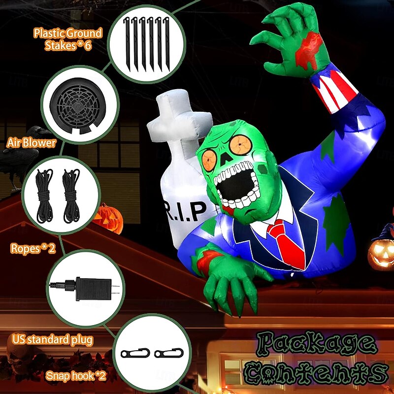 Halloween Inflatable Tombstone Outdoor Decorations, Day of The Dead Blow Up Yard Decor with Built-in LED Light for Lawn Home Dia de Los Muertos Party Indoor Outdoor3