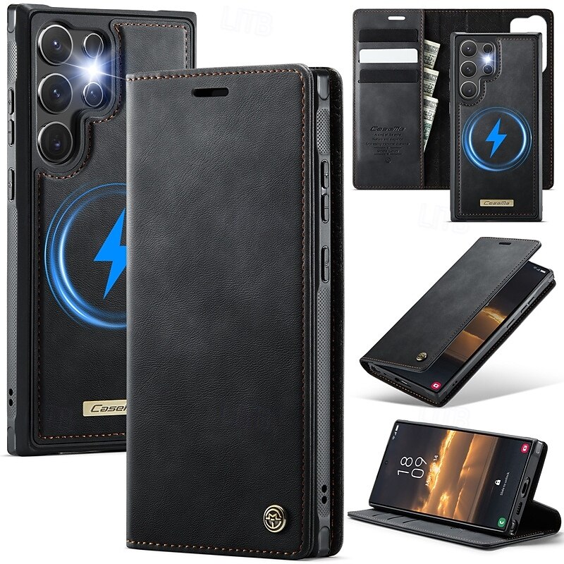 Phone Case For Samsung Galaxy S25 S25 Edge S24 S24 FE S23 Ultra Plus S22 Plus  Ultra A16 A55 5G A35 5G A15 Wallet Case with Stand Holder Detachable Magnetic Retro TPU PU Leather