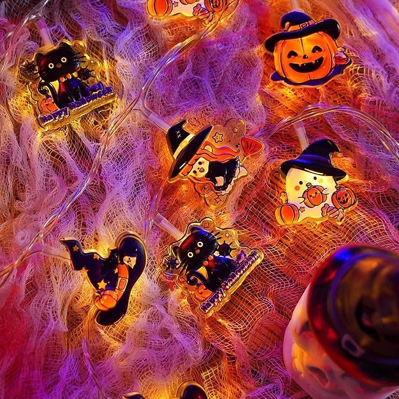 Halloween Pumpkin Ghost String Lights 1.5M 10LEDs Battery Powered Terrifying Scene Decoration Halloween Party Bar Haunted House Porch Garden Home Decor4