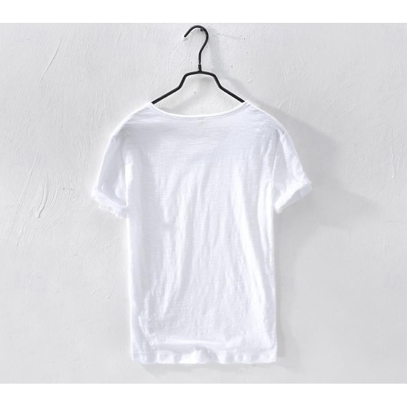 Men's Cotton T Shirt Tee Top Short Sleeve Short Sleeves V Neck Summer All Seasons Plain Fashion Designer Basic Classic Style Basic Vacation Street Casual Camel Black White Top Tee for Men2