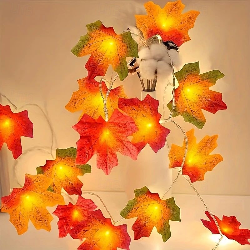 Thanksgiving Maple Leaf LED String Lights 10/20/40LED Battery Powered Home Wedding Party Garden Balcony Fence Porch Decoration2