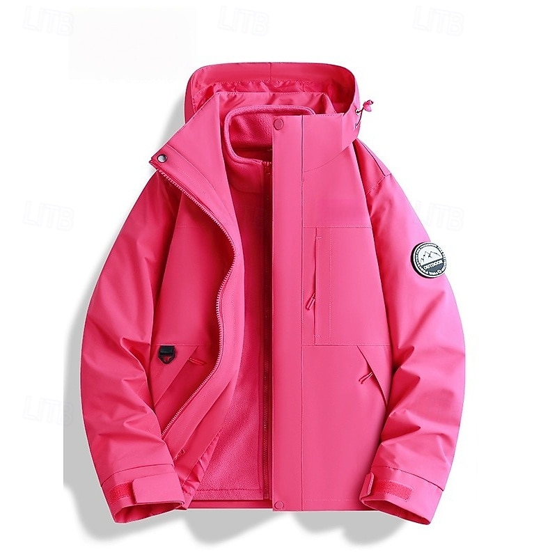 Women's Hiking Jacket Outdoor Waterproof Windproof Hiking Outfits Hiking Clothes Spring Autumn / Fall Top Camping / Hiking / Caving Running Solid Color Black Pink Blue4