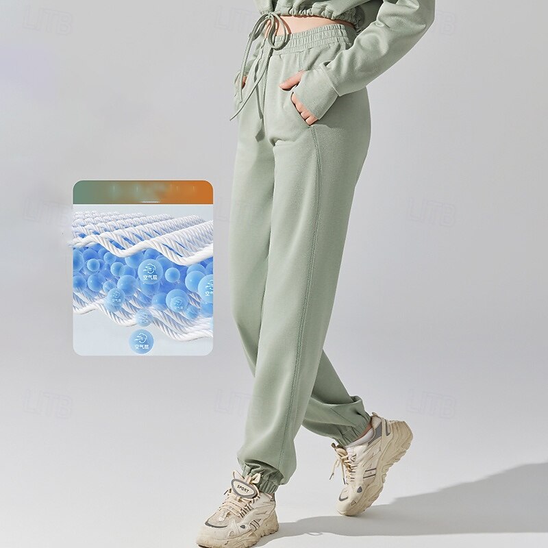 Women's Outdoor Pants Jogger Sweatpants Lounge Bottoms High Waist Gym Workout Fitness Bottoms Solid Color Black Purple Green Fall Sports Activewear