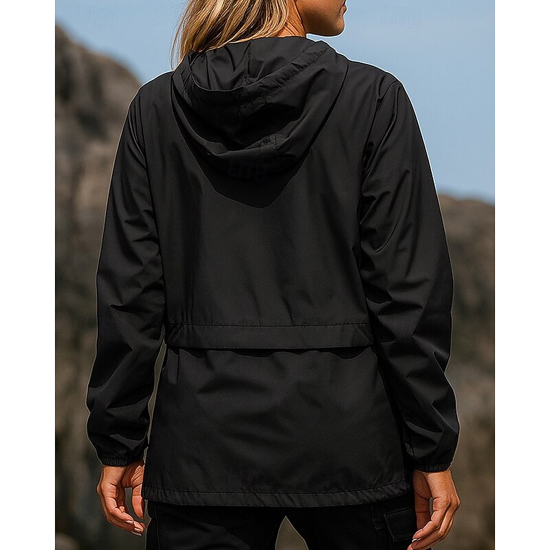 Women's Hiking Jacket rain coat Outdoor Waterproof Windproof Hiking Outfits Hiking Clothes Spring Autumn / Fall Top Camping / Hiking / Caving Running Solid Color Black Blue Dark Blue2