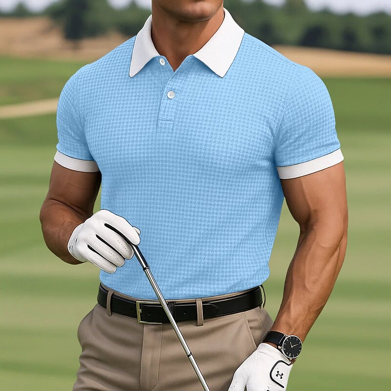 Men's Golf Shirt Golf Polos Shirts Business Casual Classic Short Sleeve Fashion Modern Solid Color Buttons Summer Spring Yellow Navy Blue Blue Khaki Golf Shirt4