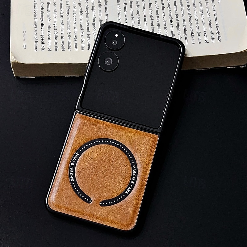 Phone Case For Samsung Galaxy Z Flip 7 Z Flip 6 Z Flip 5 Z Flip 4 Z Flip 3 Back Cover Magnetic Shockproof Retro TPU PU Leather4