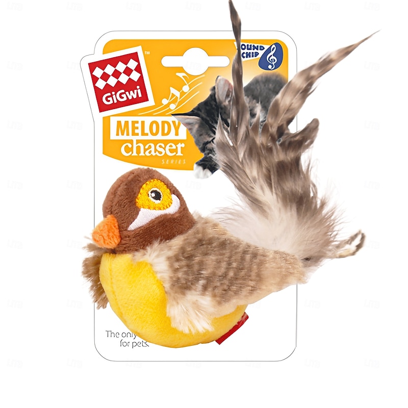 Chirping Bird Cat Toys for Indoor Cats, Interactive Cat Toy with Real Electronic Squeaky Sound and Feather, Kitten Toys Automatic Cat Toy for Cat Exercise & Kicker to Self Play(Not rechargeable)3