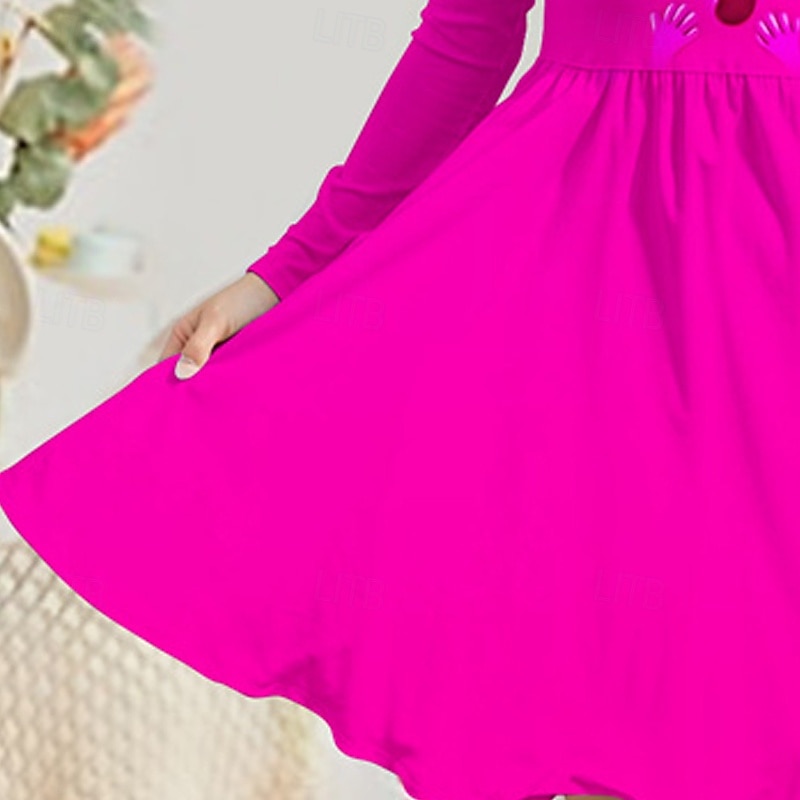 Girls' 3D Cat Dress Long Sleeve Summer Spring Vacation Daily Holiday Princess Beautiful Sweet Kids 4-12 Years Casual Dress A Line Dress Knee-length Regular Fit4