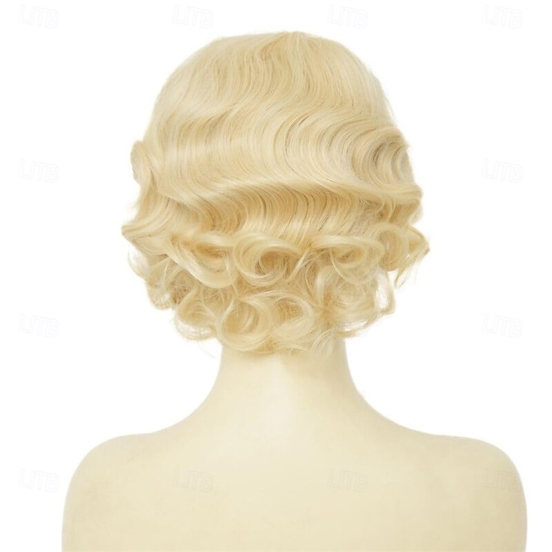 Blonde Finger Wave Wig for Women Short 1920s Curly Wig Natural Synthetic Heat Resistant Fibre Hiar for Cosplay Daily Use2