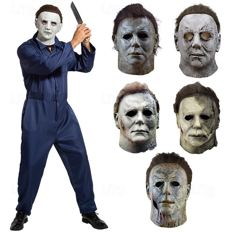 Halloween Michael Myers Mask for Adults, Realistic Scary Costume Latex Face Mask, Horror Movie Killer Cosplay for Halloween Party Props - Main Image
