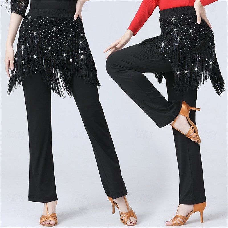Women's Latin & Ballroom Dance Pants – Sparkly Sequin Long Trousers for Square Dance, Standard/Modern Performance & Practice4