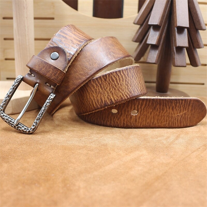 Men's Belt Waist Belt Black Kakhi Dermis Alloy Durable Adjustable Plain Outdoor Daily2