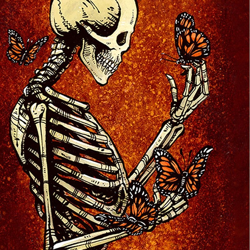 David Lozeau Men's Skull Butterfly T Shirt Short Sleeve T shirt 3D Print Crew Neck Shirt Gothic Horror Party Street Casual Lake Blue Yellow Red Summer Spring All Seasons Clothing Apparel S M L XL2