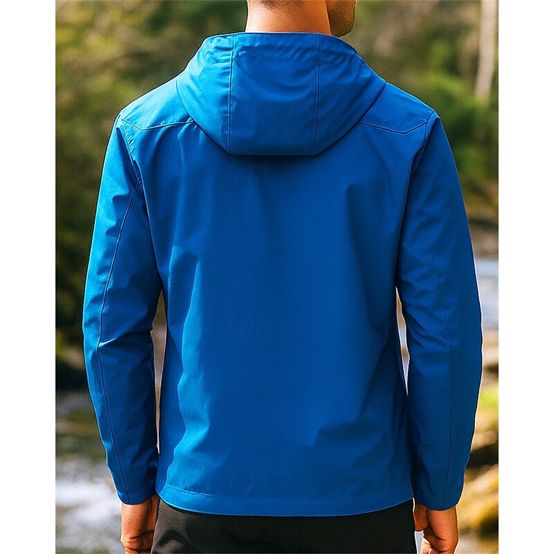 Men's Windbreaker Softshell Jacket Hiking Jacket Outdoor Waterproof Windproof Quick Dry Lightweight Hiking Outfits Hiking Clothes Spring Autumn / Fall Jacket Tennis Golf Running Camo Blue2
