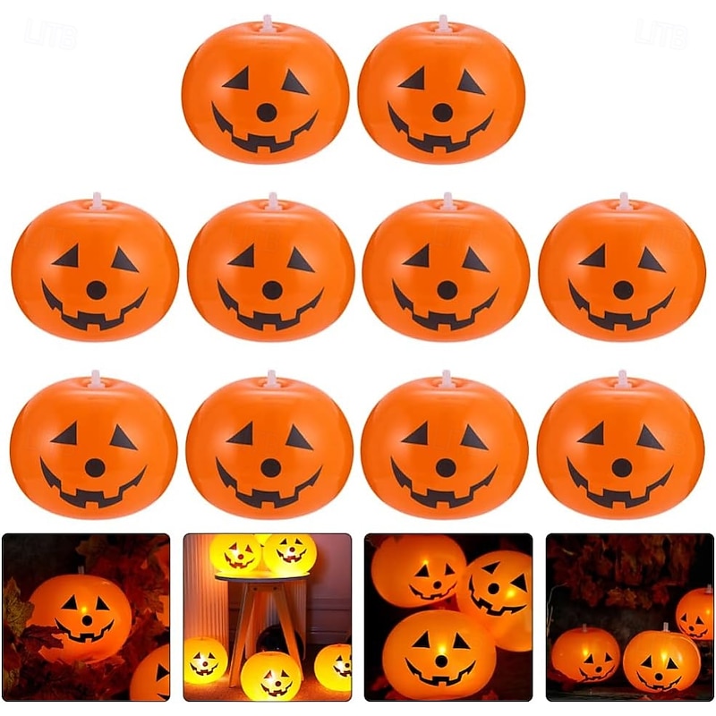 20 Pcs Halloween Pumpkin Balloon Light LED Electronic Decorative Light Indoor and Outdoor Party Atmosphere Decorative Light