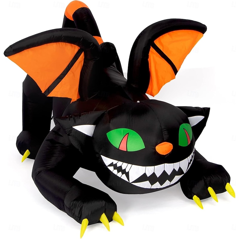 1 Pc 1.8M Halloween Light Red Eyes Black Cat Inflatable Air Model Indoor and Outdoor Courtyard Garden Lawn Path Party Atmosphere Decoration Light2