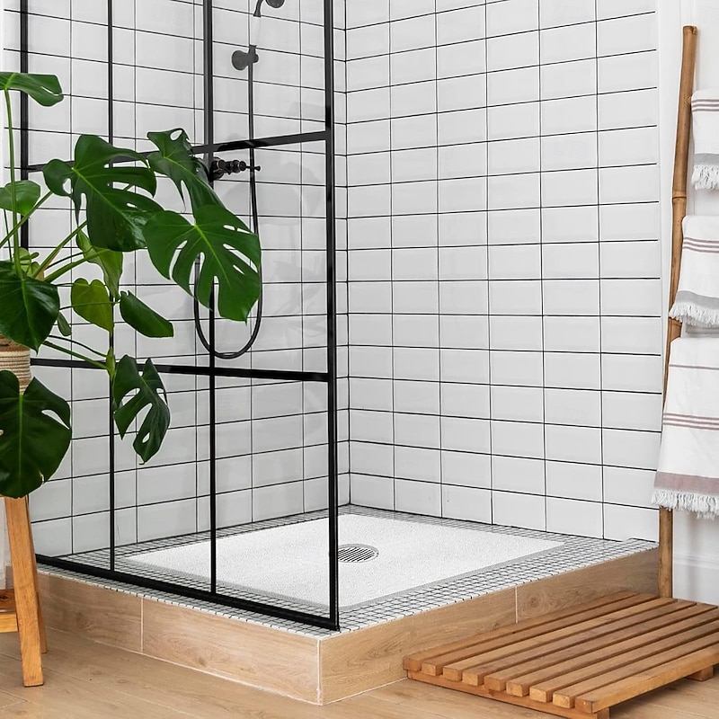 Shower Mat Non Slip Round Shower Mats with Drain Hole in Middle - Soft Loofah Great Drainage Shower Stall Matt for Inside Shower4