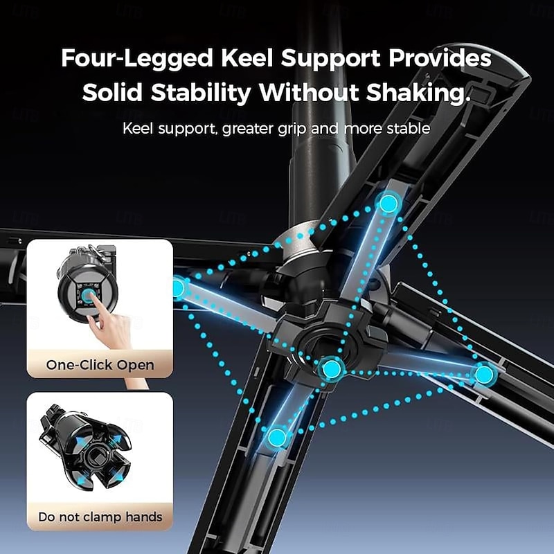 4-in-1 Multifunctional Magnetic Selfie Stick, 360 Rotation Phone Tripod with Wireless Remote for iPhone & Android, Phone Stand for Video Recording & Vlogging - Portable Travel4