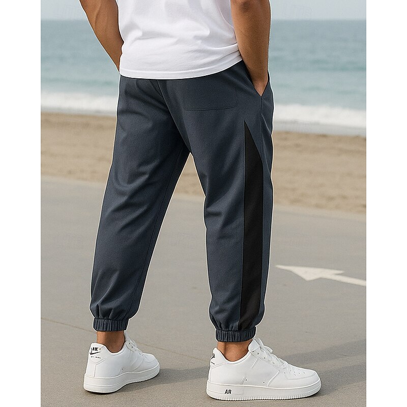 Men's Jogging Pants Cargo Capri Pants Pocket Drawstring Bottoms Athleisure Gym Workout Fall Lightwear Breathable Gym Workout Outdoor Athletic Loose Fit Sportswear Activewear Solid Colored Black Grey2