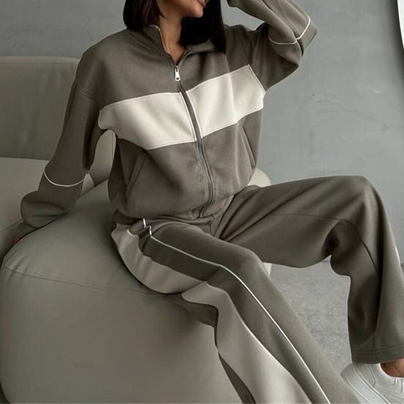 Women's Tracksuit Sweatpants Track Pants Drawstring Pocket Color Block Clothing Suit Fall & Winter Black Red Gym Training Running High Waist Windproof Lightweight Moisture Wicking Long Sleeve Sport4